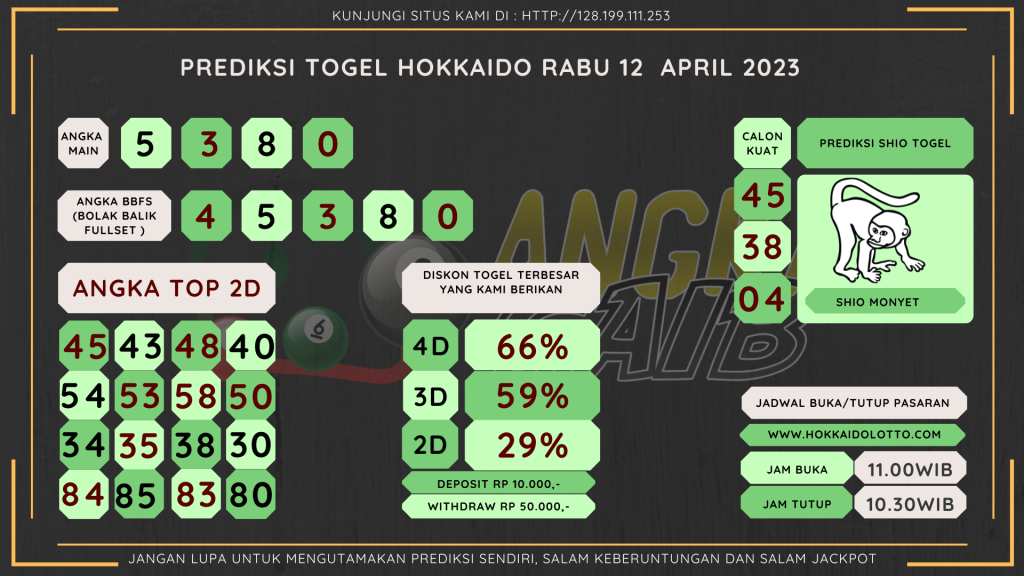 Bocoran Angka Hokkaido Hari Rabu 12 April 2023