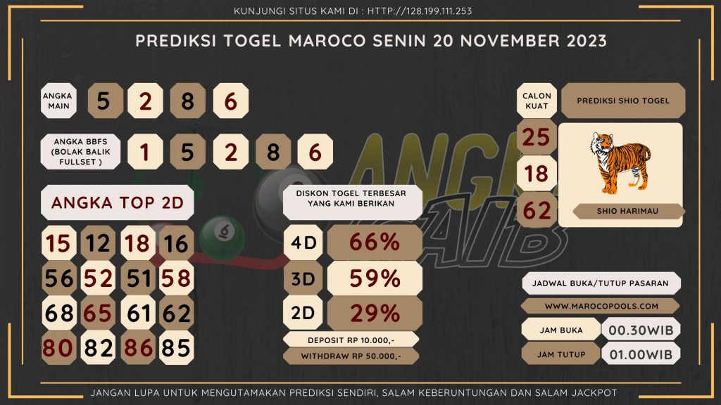 Bocoran angka togel Maroaco akurat dan jitu